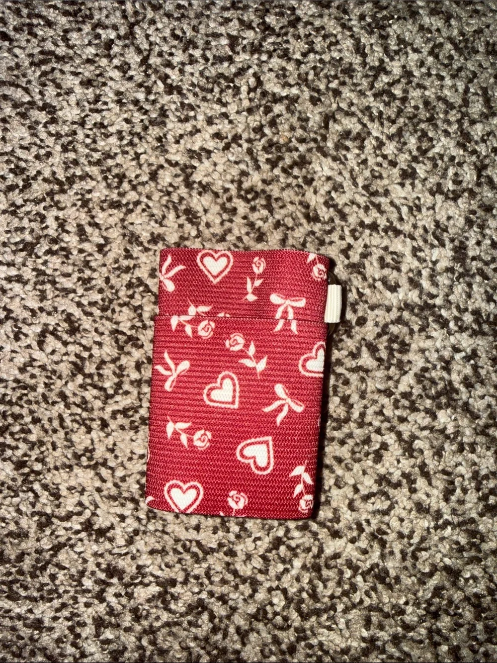 Red Heart-Print Card Holder Keyring - Thread Wallets brand
